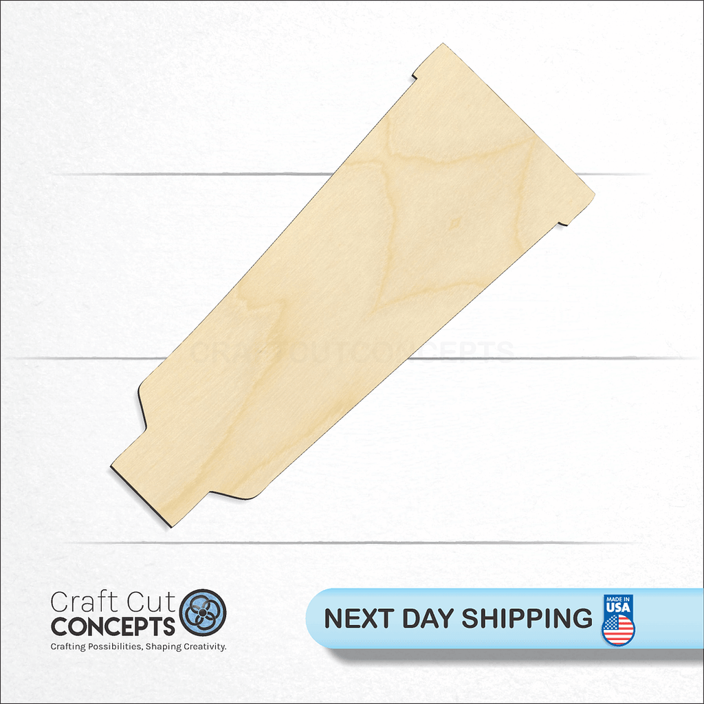 Craft Cut Concepts logo and next day shipping banner with an unfinished wood Paint Tube craft shape and blank