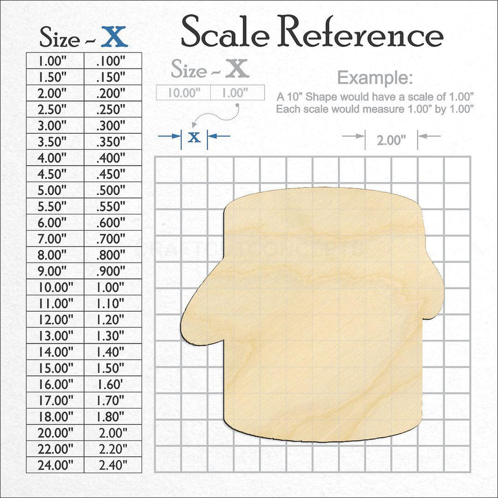 A scale and graph image showing a wood Paint Can craft blank