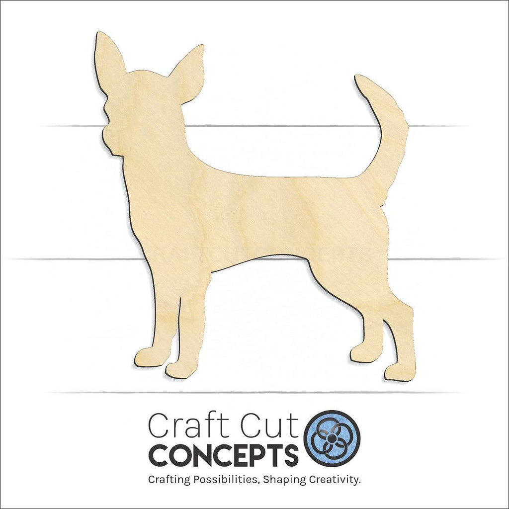 Craft Cut Concepts Logo under a wood Chihuahua craft shape and blank