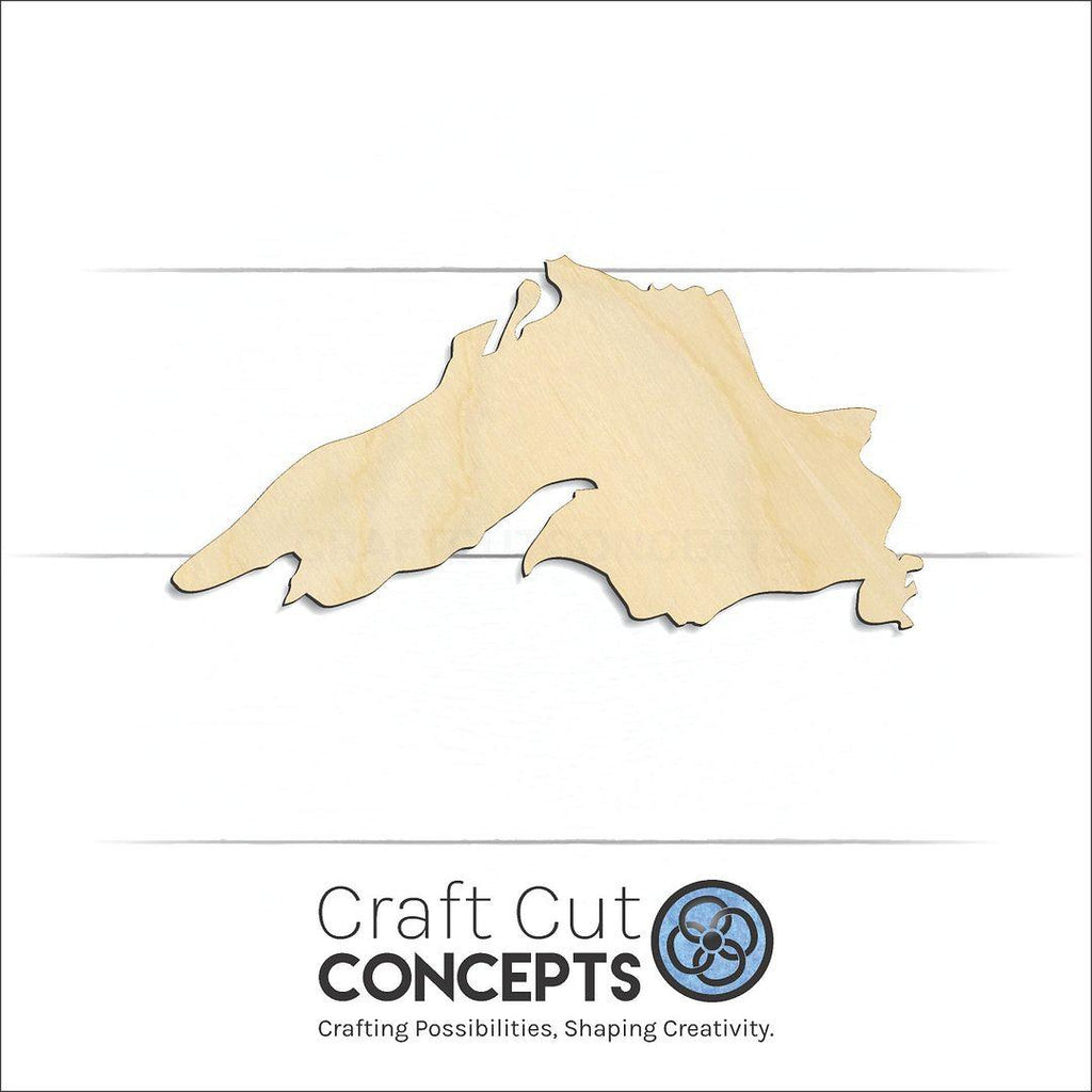 Craft Cut Concepts Logo under a wood Lake Superior craft shape and blank