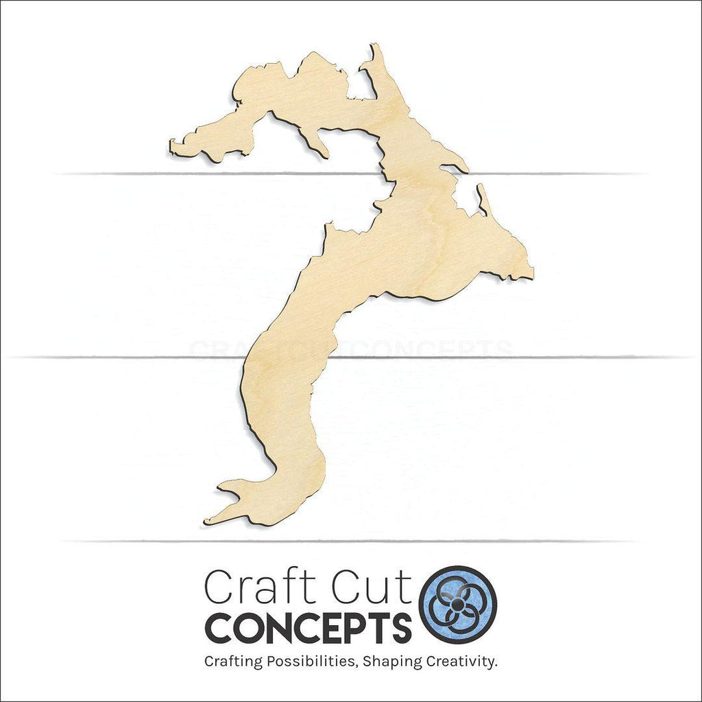 Craft Cut Concepts Logo under a wood Lake Pend Oreille craft shape and blank