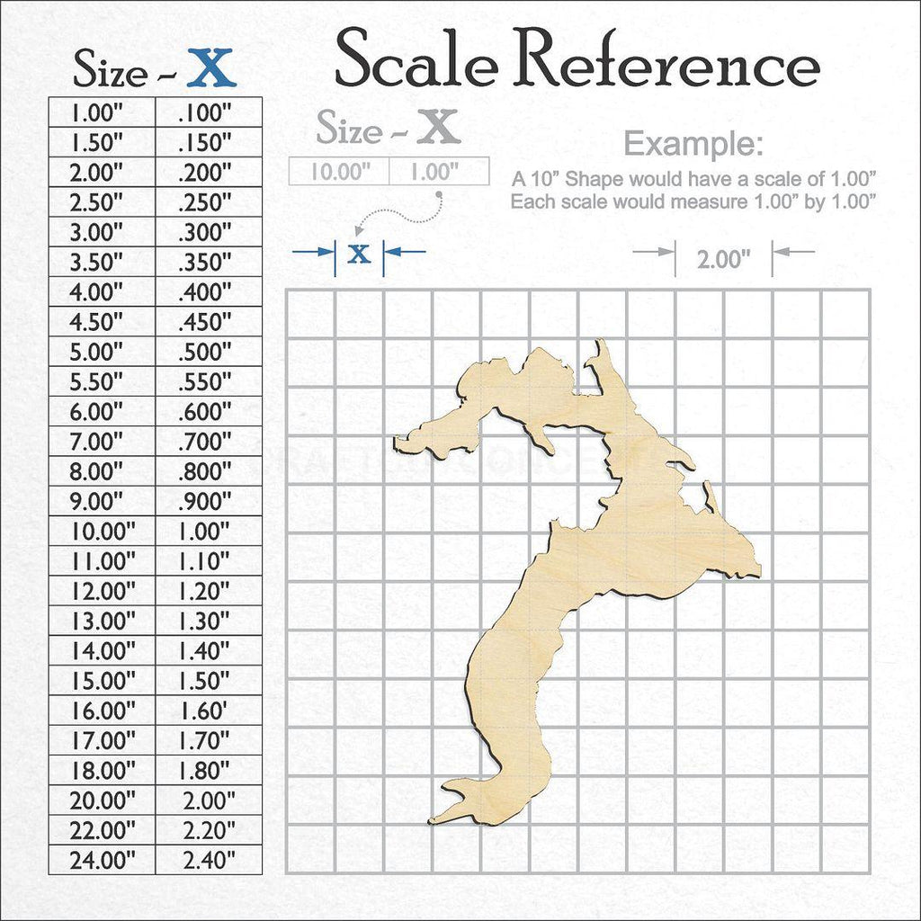 A scale and graph image showing a wood Lake Pend Oreille craft blank