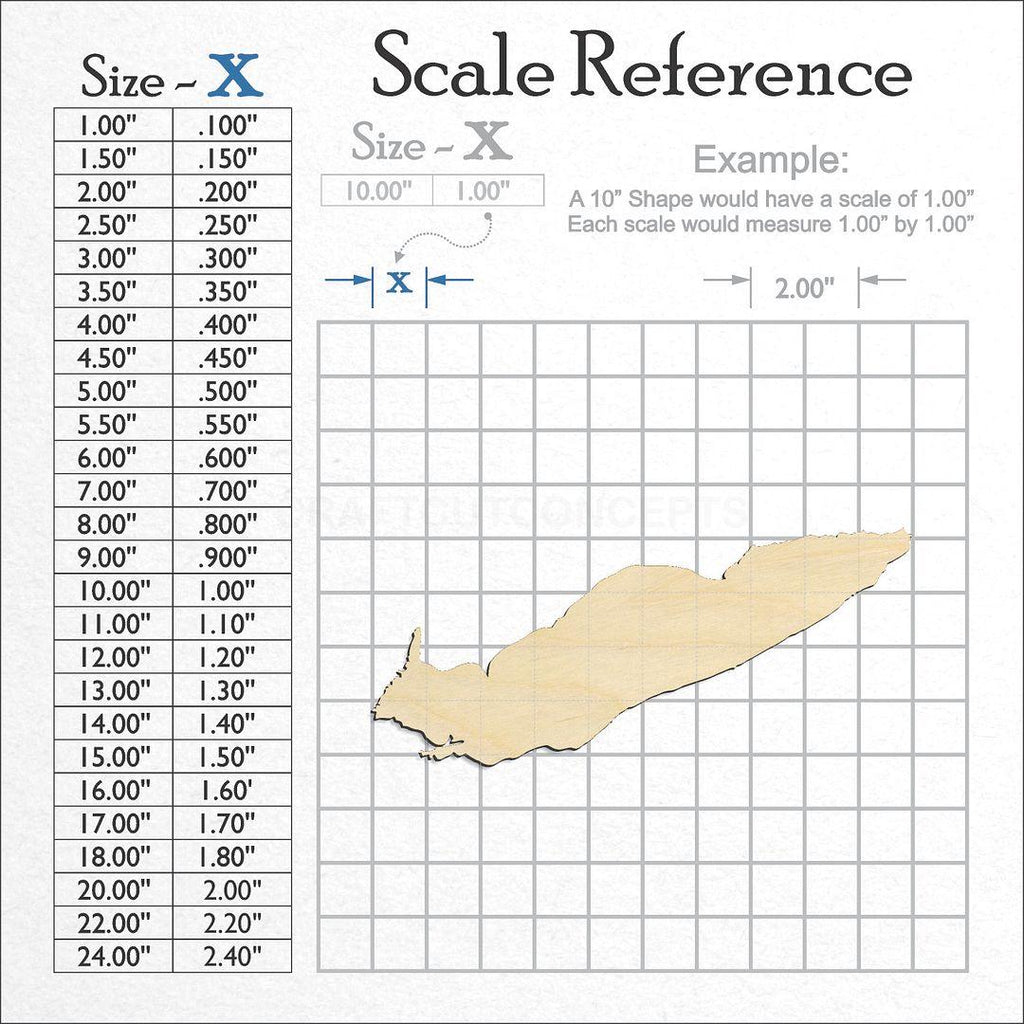 A scale and graph image showing a wood Lake Erie craft blank