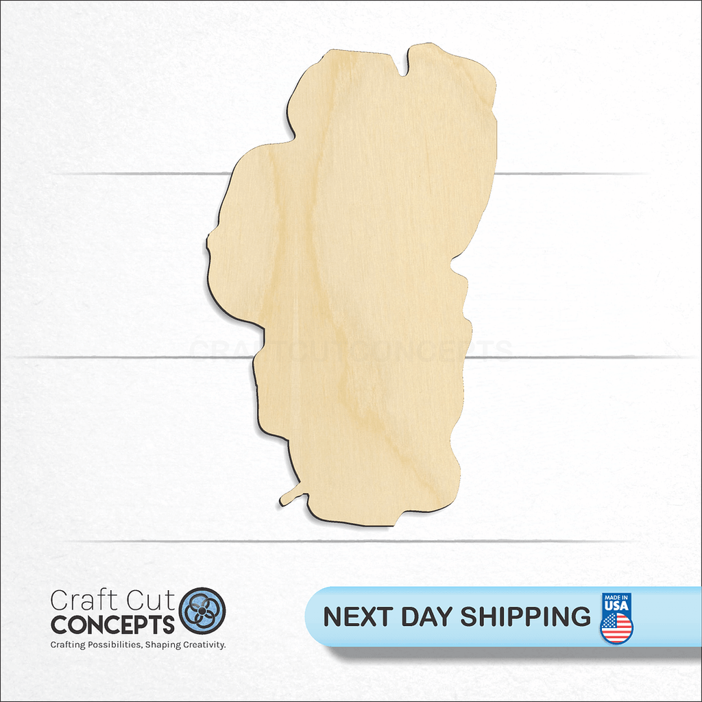 Craft Cut Concepts logo and next day shipping banner with an unfinished wood Lake Tahoe craft shape and blank