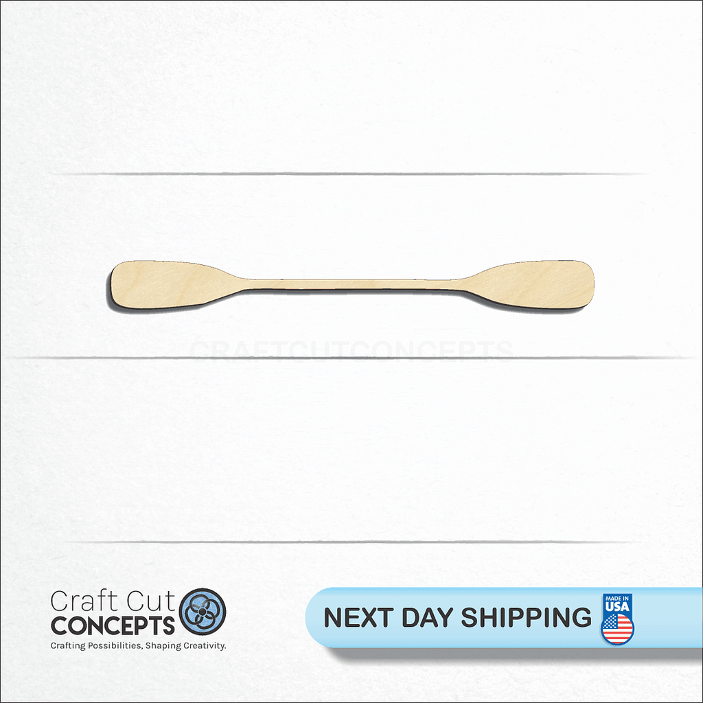 Craft Cut Concepts logo and next day shipping banner with an unfinished wood Kayak Oar craft shape and blank