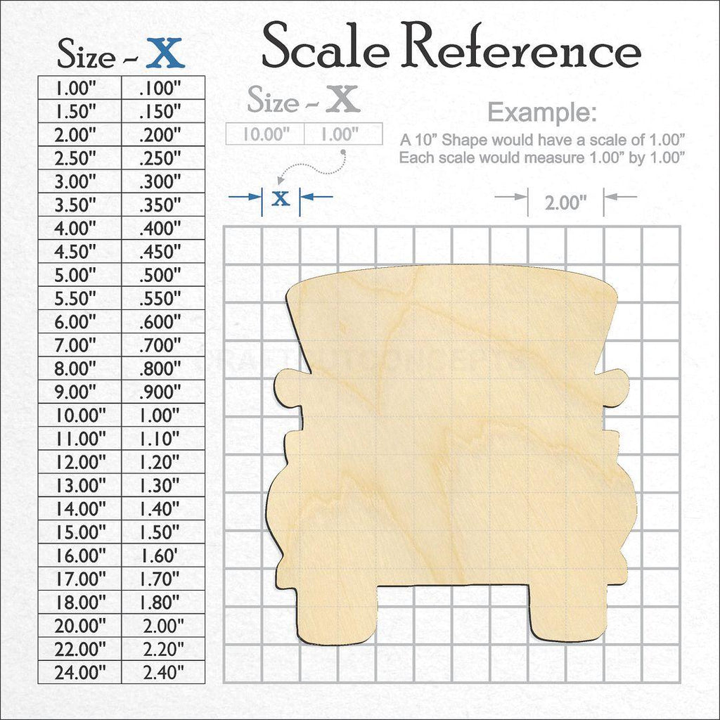 A scale and graph image showing a wood Front Facing Truck craft blank