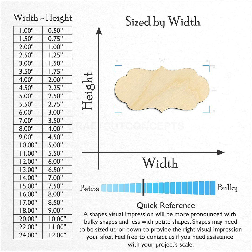 Sizes available for a laser cut Plaque Sign craft blank