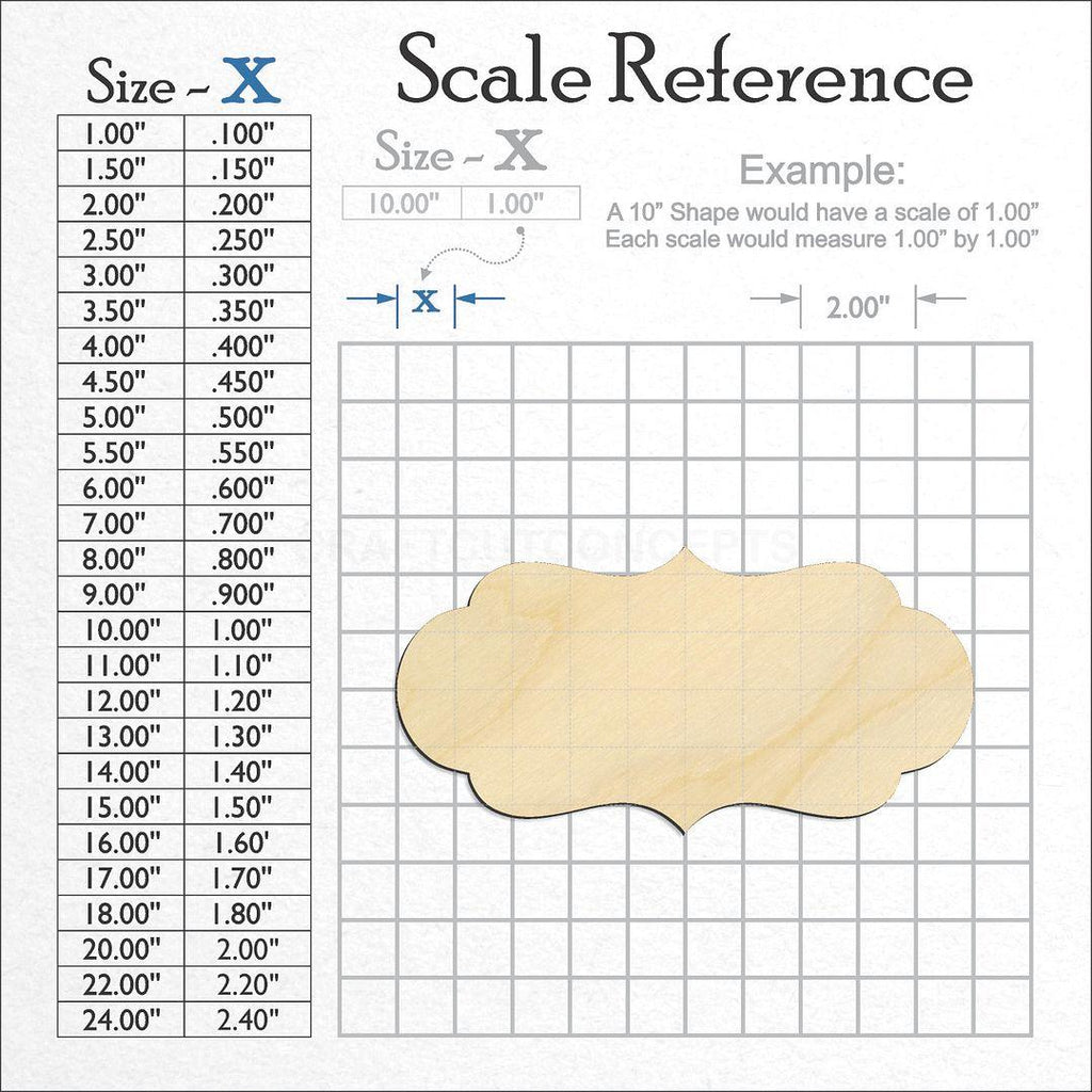 A scale and graph image showing a wood Plaque Sign craft blank