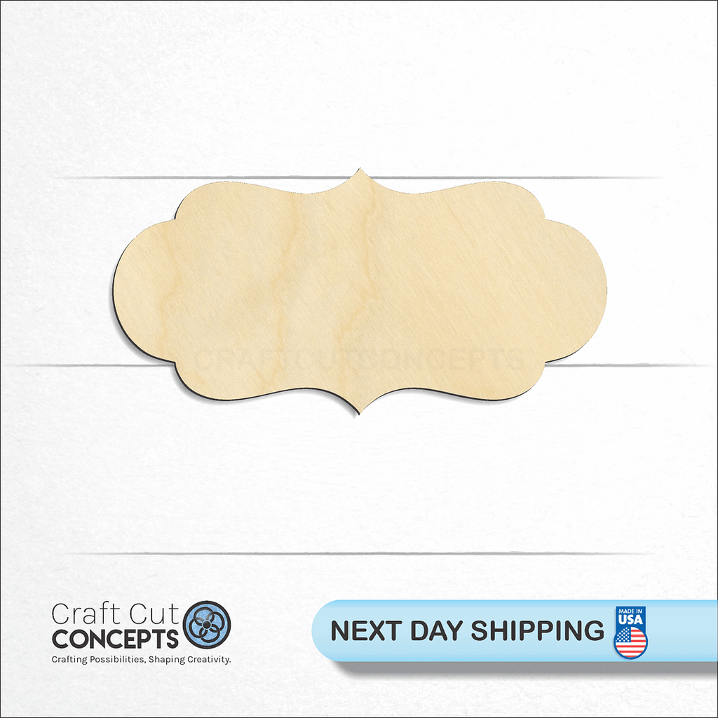 Craft Cut Concepts logo and next day shipping banner with an unfinished wood Plaque Sign craft shape and blank