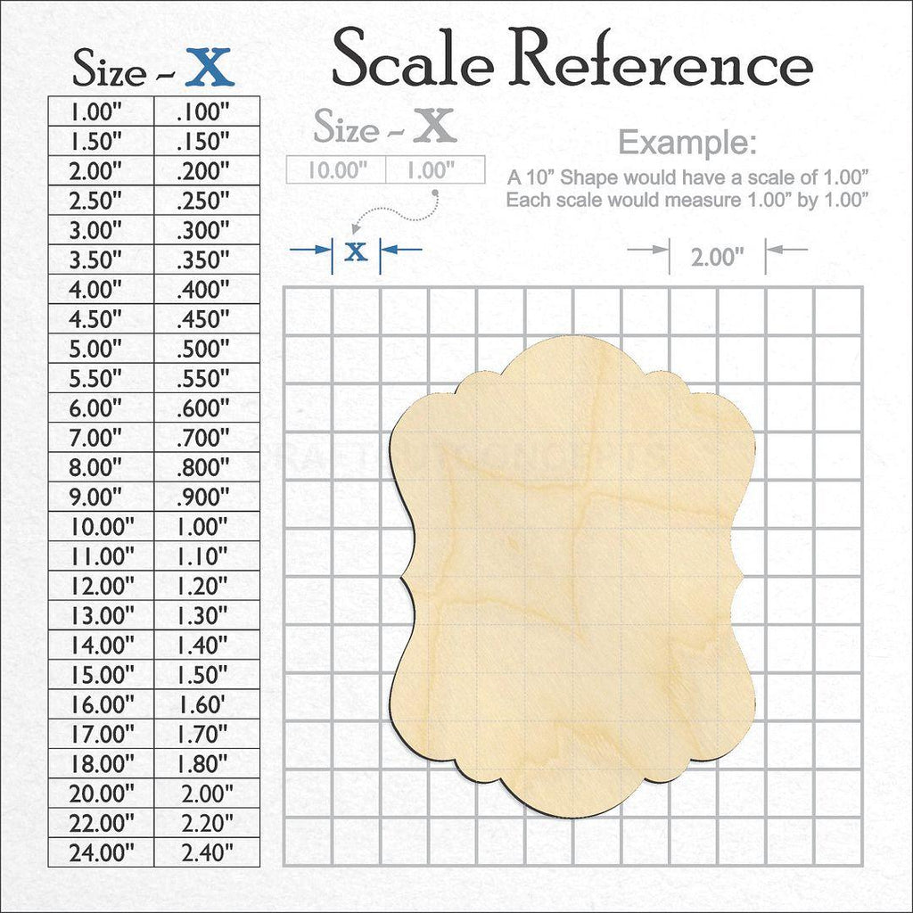 A scale and graph image showing a wood Plaque Sign craft blank