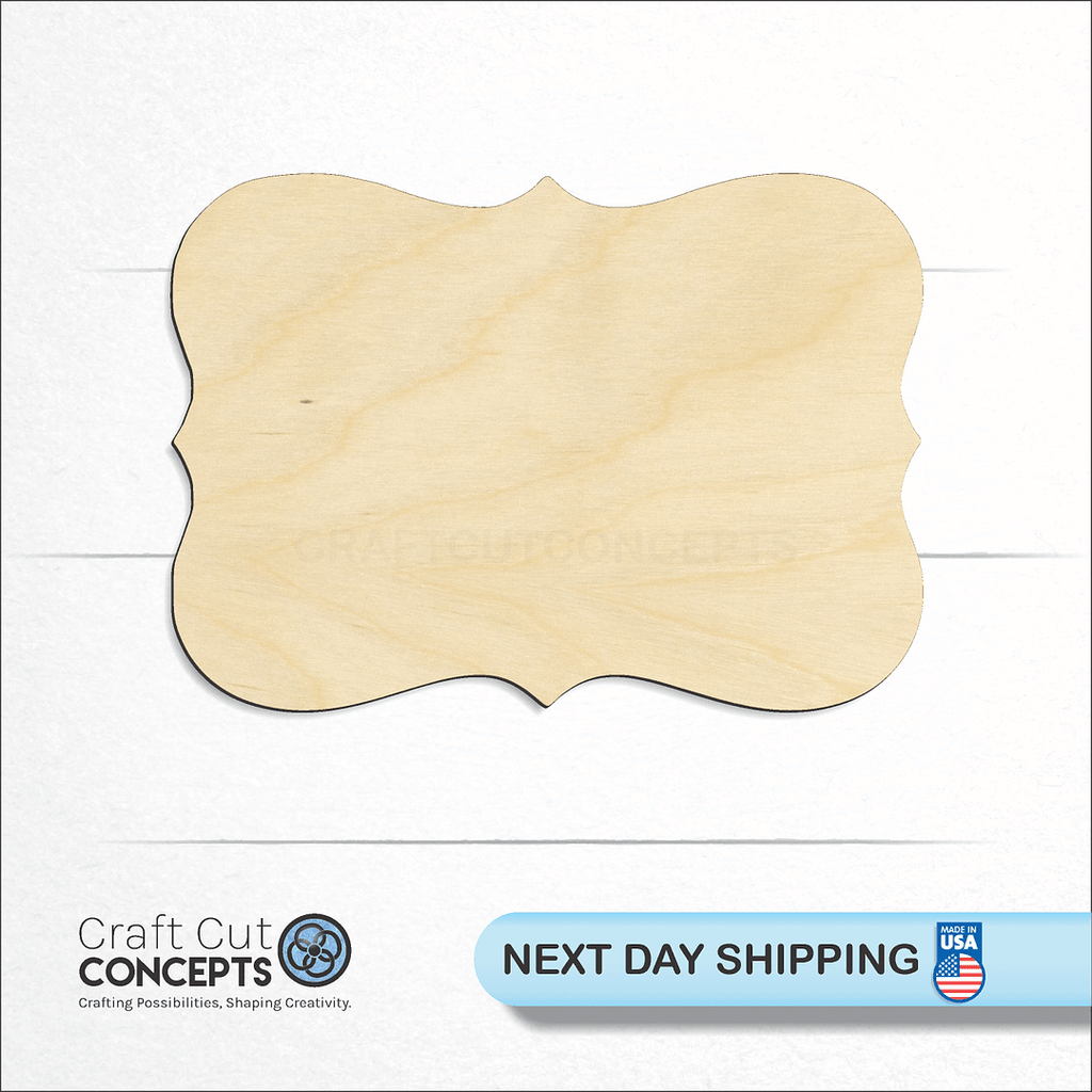 Craft Cut Concepts logo and next day shipping banner with an unfinished wood Fancy Frame craft shape and blank