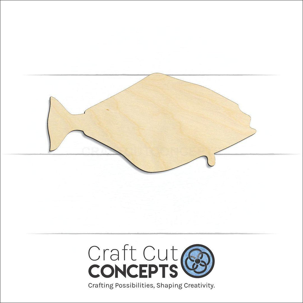 Craft Cut Concepts Logo under a wood Halibut Fish craft shape and blank