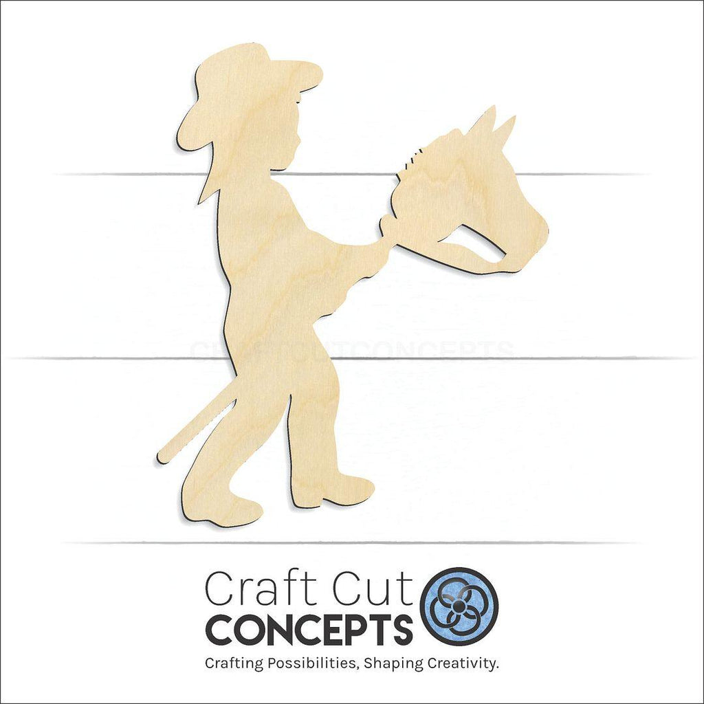 Craft Cut Concepts Logo under a wood Girl Riding Toy Horse craft shape and blank