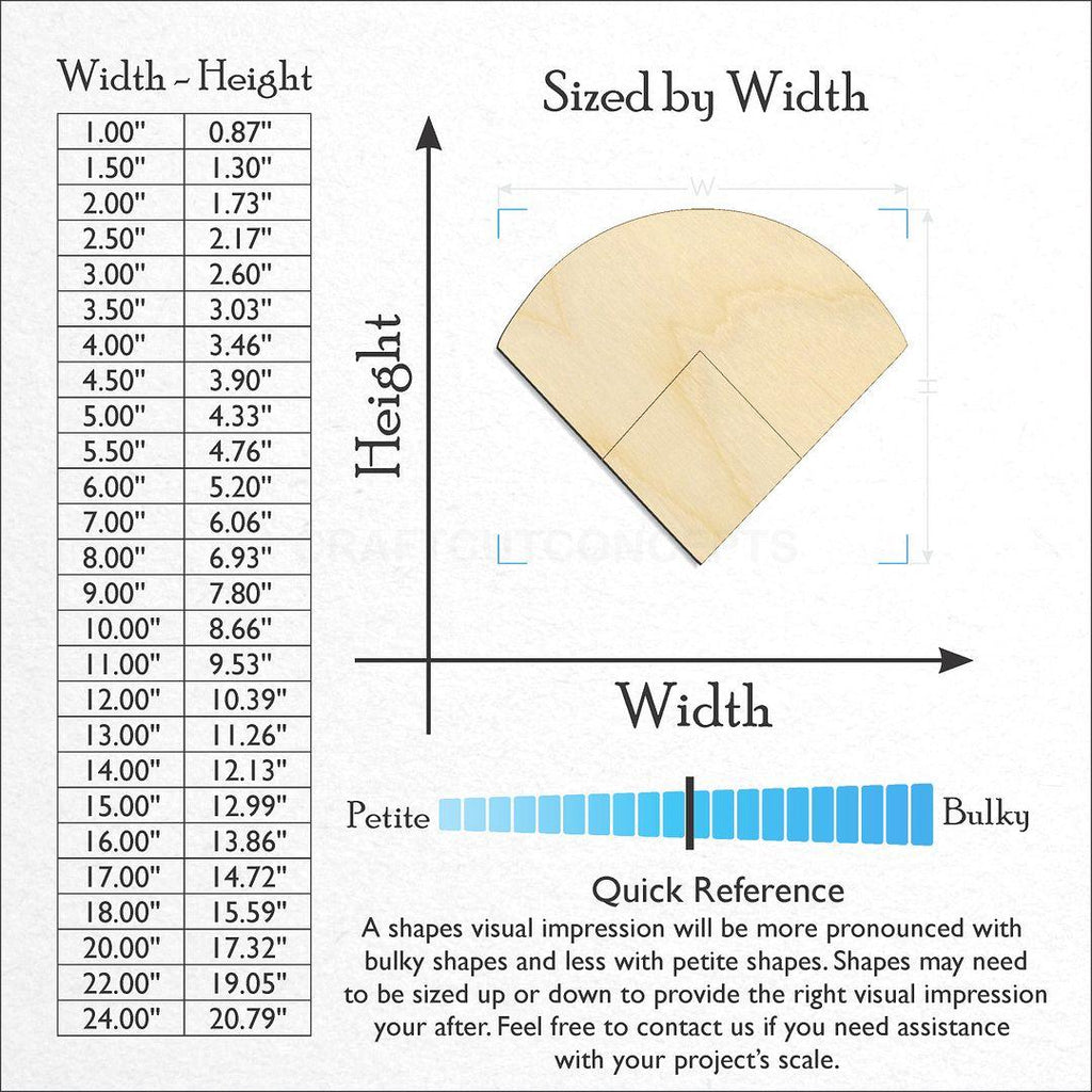 Sizes available for a laser cut Baseball Diamond craft blank