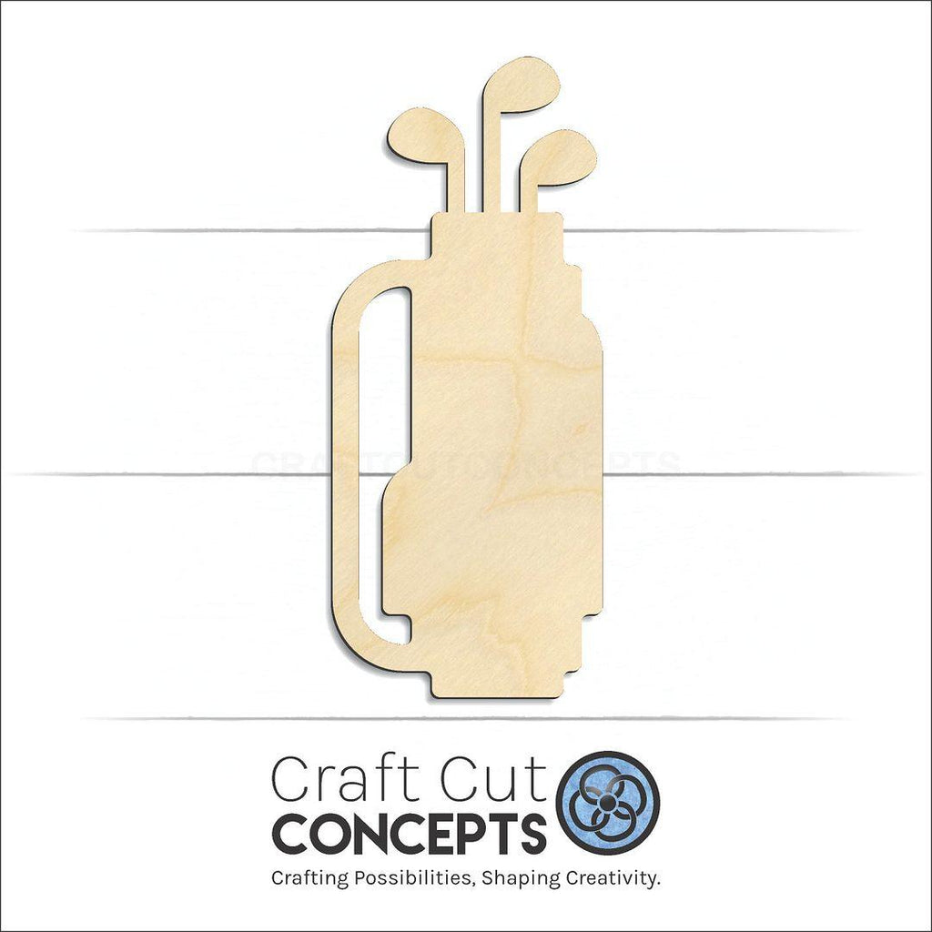 Craft Cut Concepts Logo under a wood Golf Bag craft shape and blank