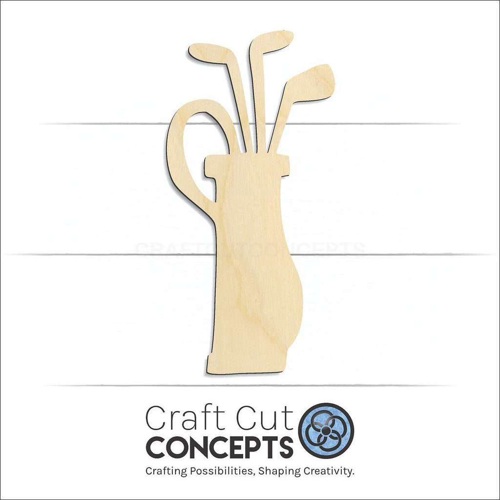 Craft Cut Concepts Logo under a wood Golf Bag craft shape and blank