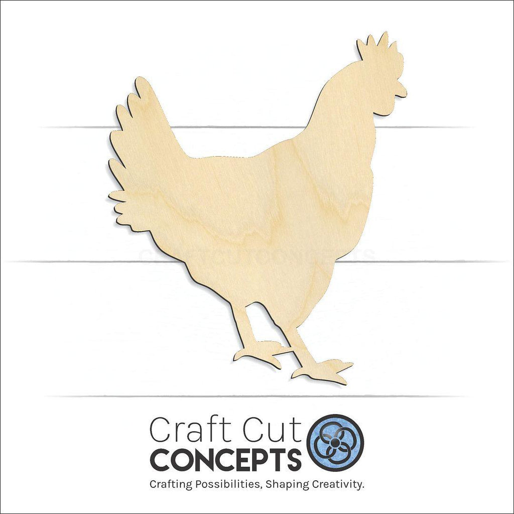 Craft Cut Concepts Logo under a wood Chicken Hen craft shape and blank