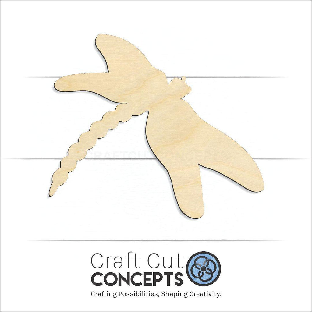 Craft Cut Concepts Logo under a wood Dragon Fly craft shape and blank