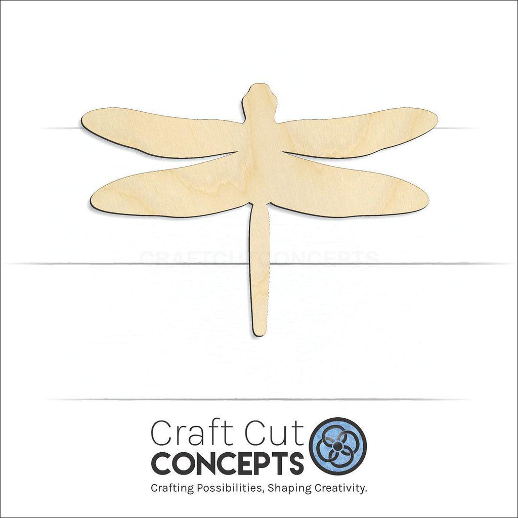 Craft Cut Concepts Logo under a wood Dragon Fly craft shape and blank