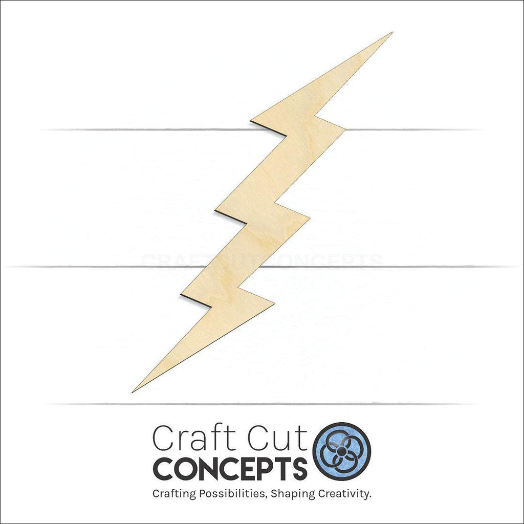 Craft Cut Concepts Logo under a wood Lightening Bolt craft shape and blank