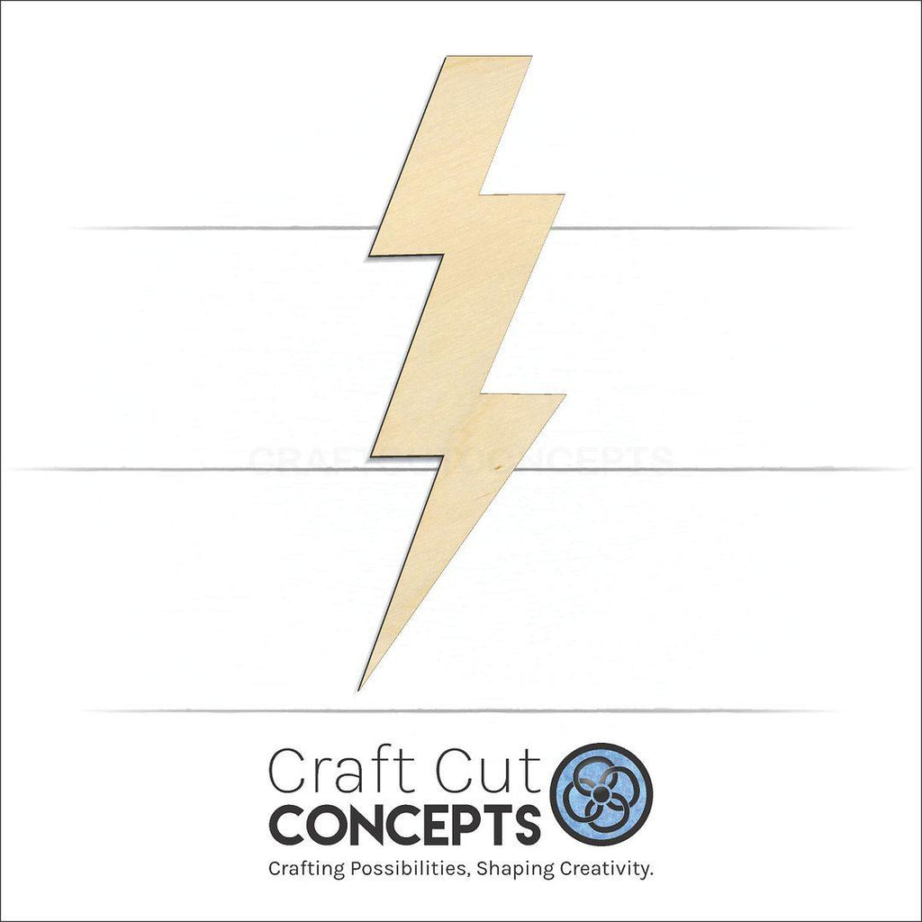 Craft Cut Concepts Logo under a wood Lightening Bolt craft shape and blank