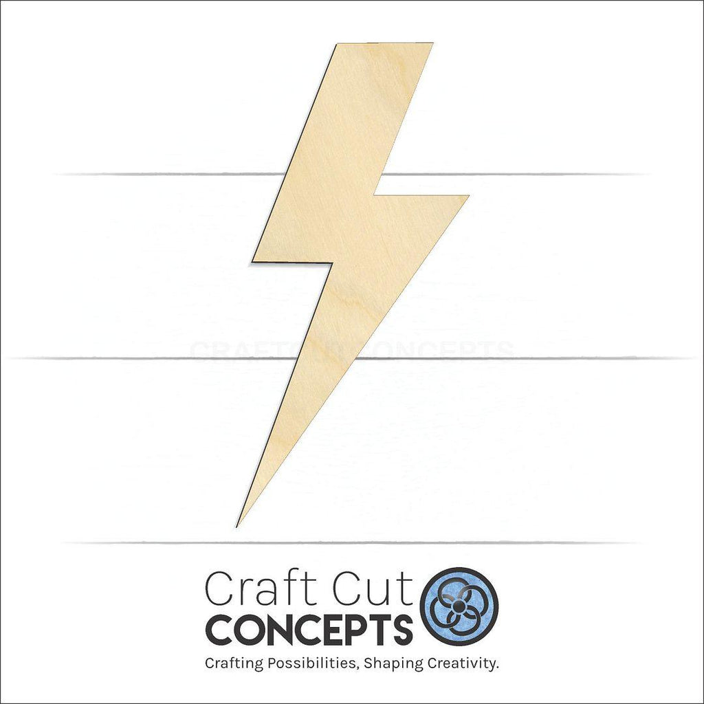 Craft Cut Concepts Logo under a wood Lightening Bolt craft shape and blank