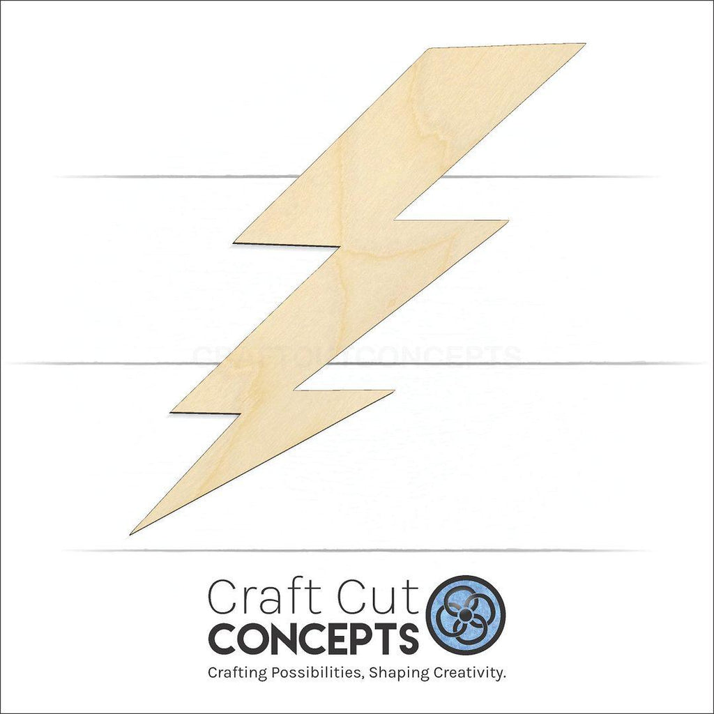 Craft Cut Concepts Logo under a wood Lightening Bolt craft shape and blank