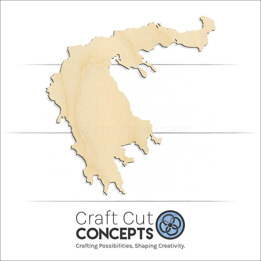 Craft Cut Concepts Logo under a wood Greece craft shape and blank