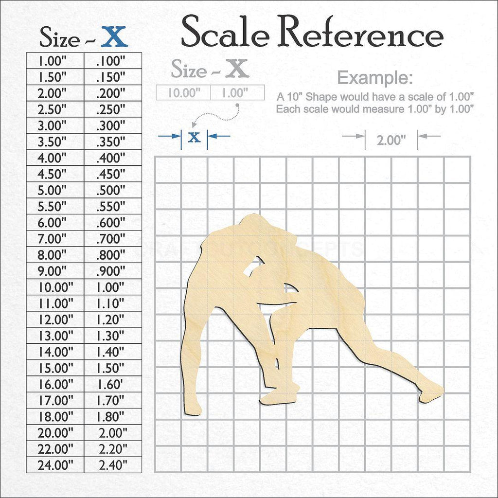 A scale and graph image showing a wood Wrestling craft blank