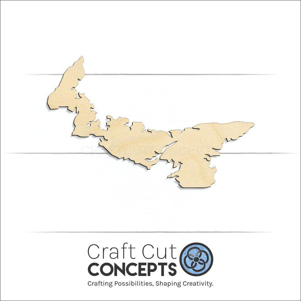 Craft Cut Concepts Logo under a wood Prince Edward Island craft shape and blank