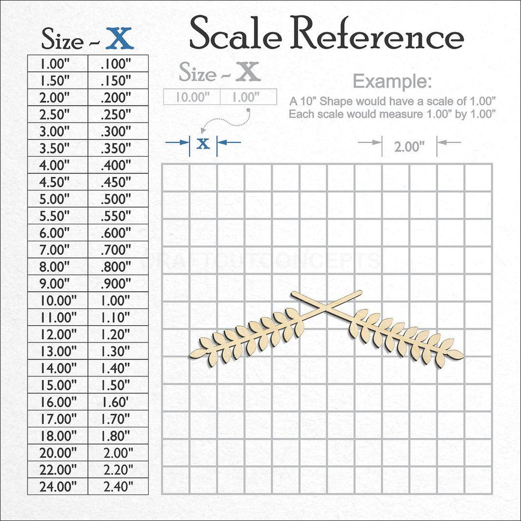 A scale and graph image showing a wood Laurel Branch craft blank