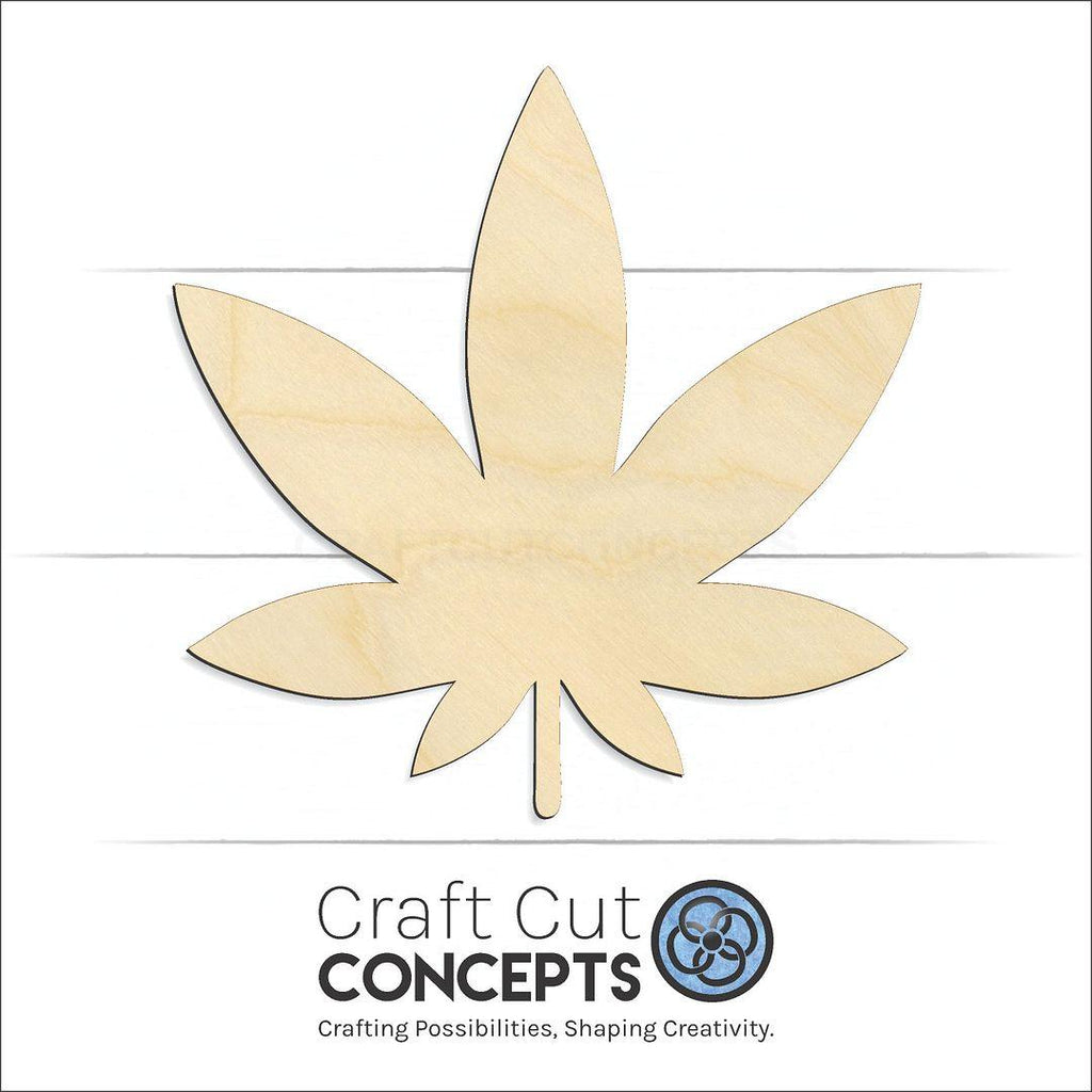 Craft Cut Concepts Logo under a wood smooth weed leaf craft shape and blank