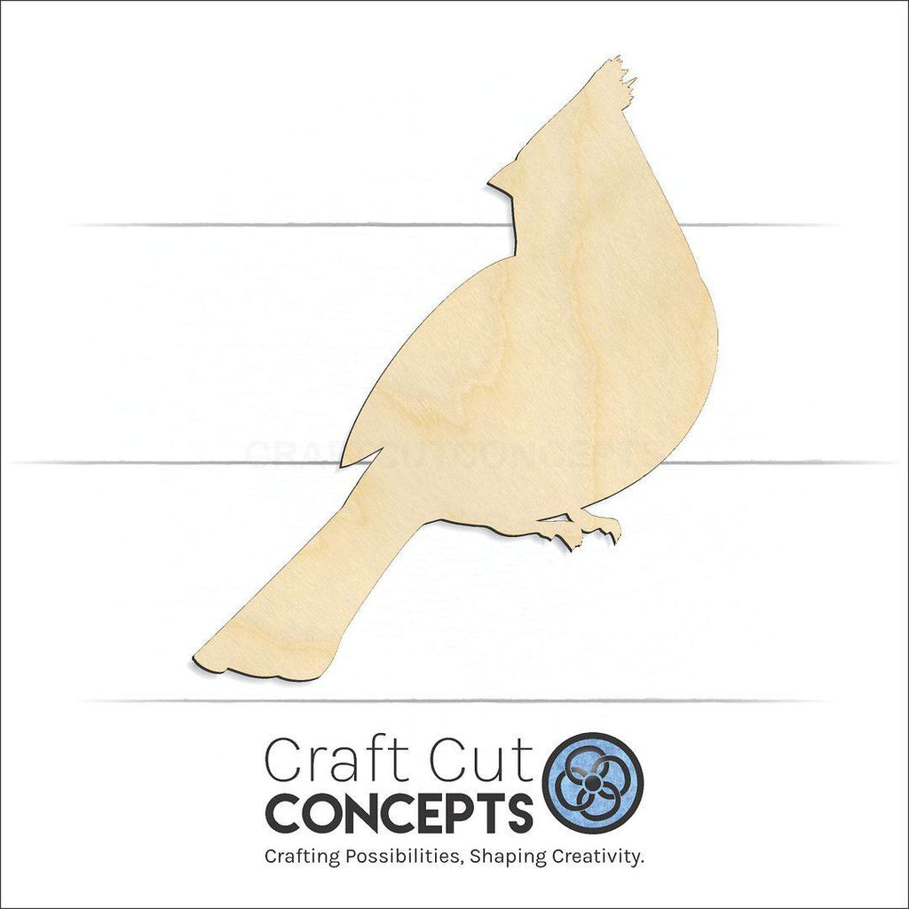 Craft Cut Concepts Logo under a wood Cardinal craft shape and blank