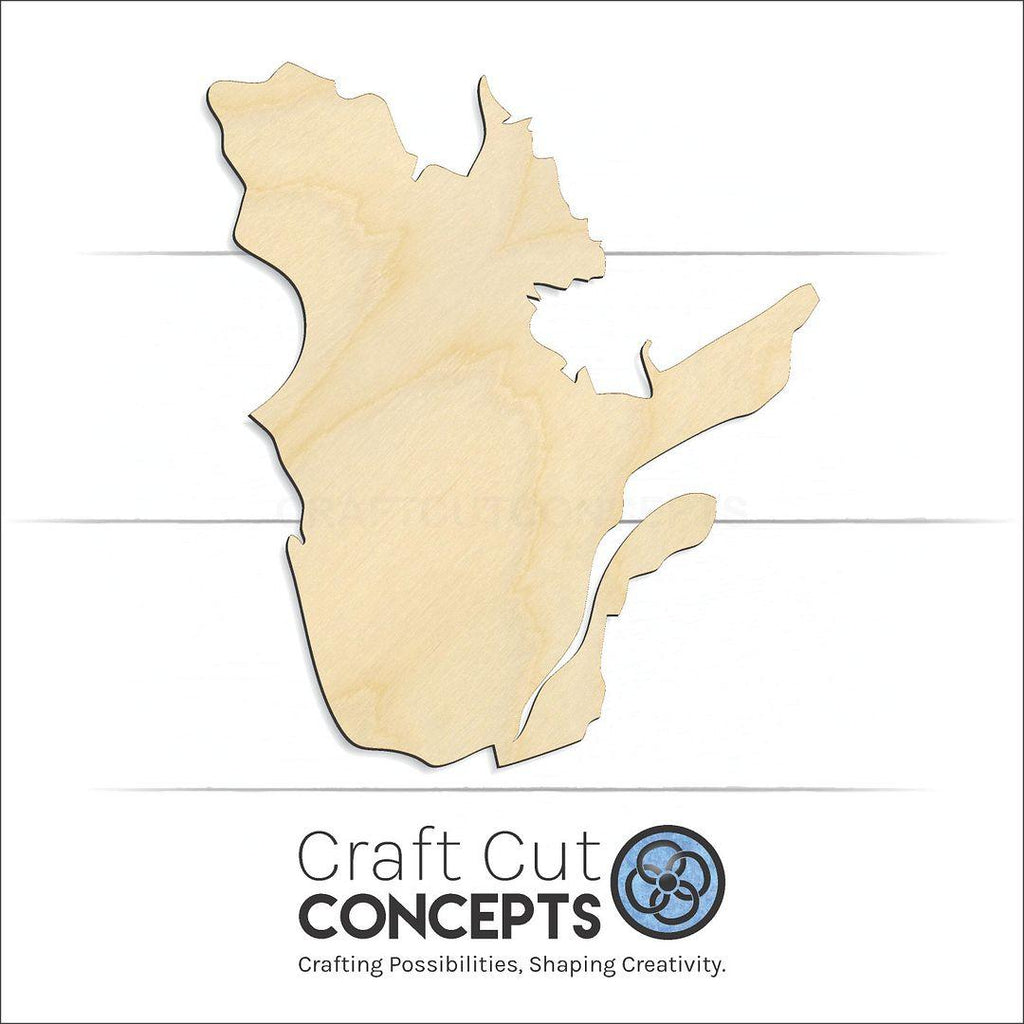 Craft Cut Concepts Logo under a wood Quebec craft shape and blank