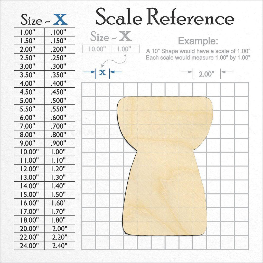 A scale and graph image showing a wood Latte Stone craft blank