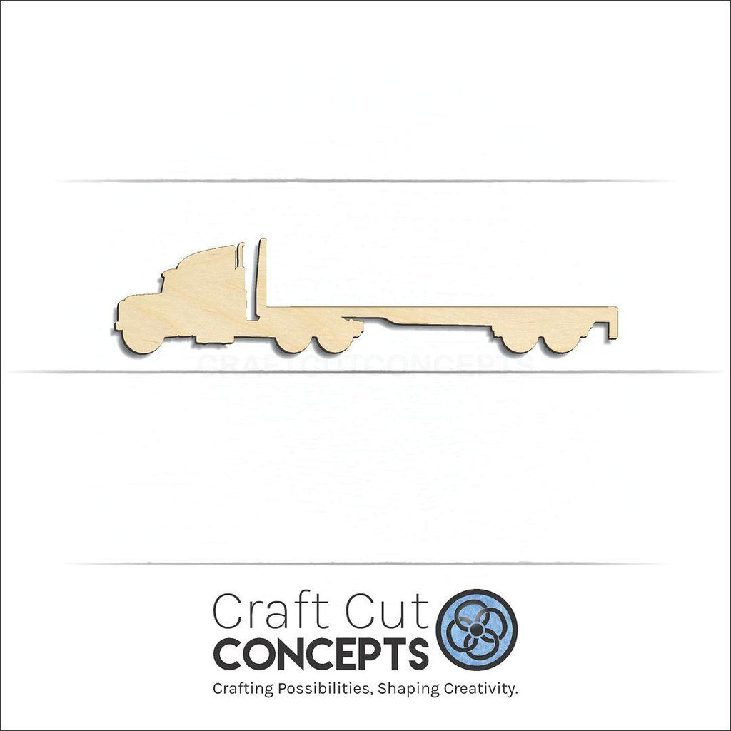 Craft Cut Concepts Logo under a wood Semi Truck with Flat trailer craft shape and blank