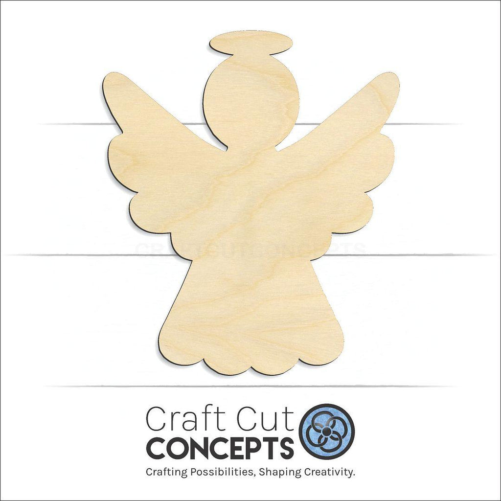 Craft Cut Concepts Logo under a wood Christmas angel craft shape and blank