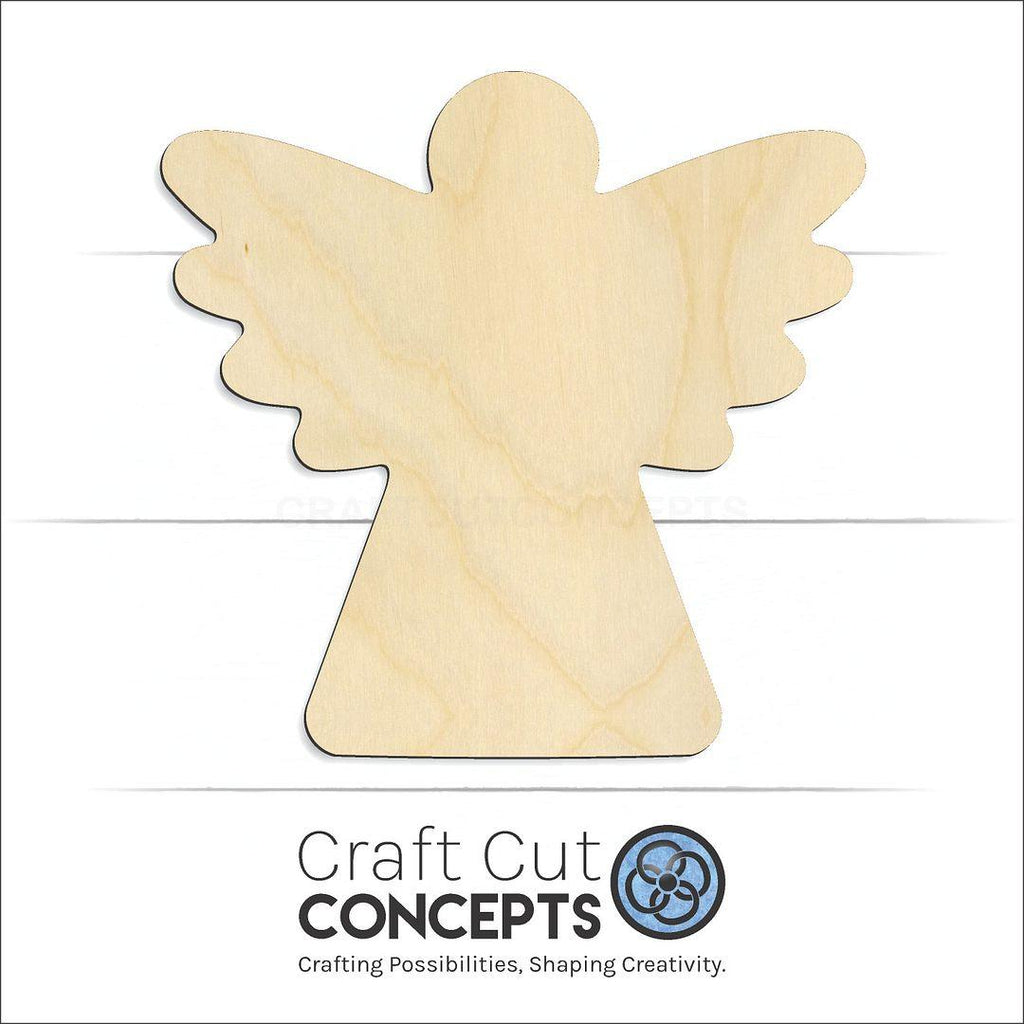 Craft Cut Concepts Logo under a wood Christmas angel craft shape and blank