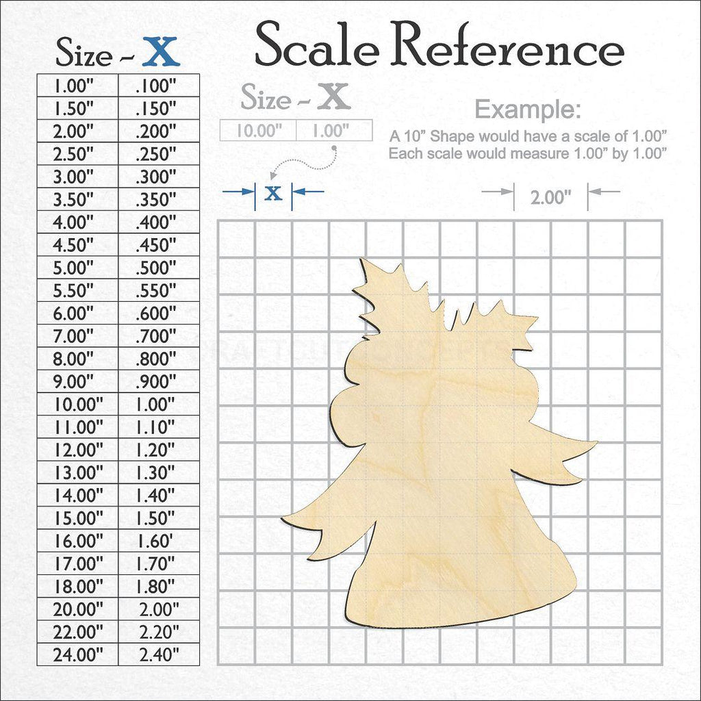 A scale and graph image showing a wood Christmas Bells craft blank