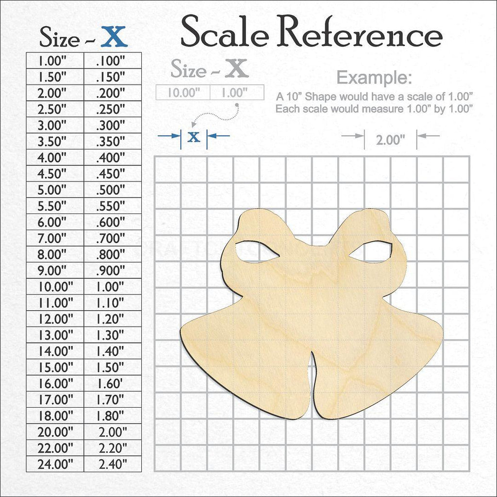 A scale and graph image showing a wood Christmas Bells craft blank