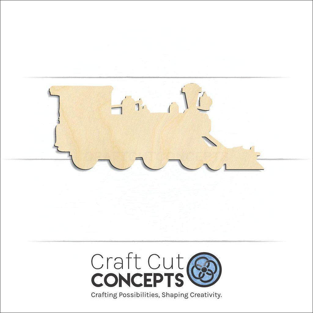 Craft Cut Concepts Logo under a wood Locomotive craft shape and blank