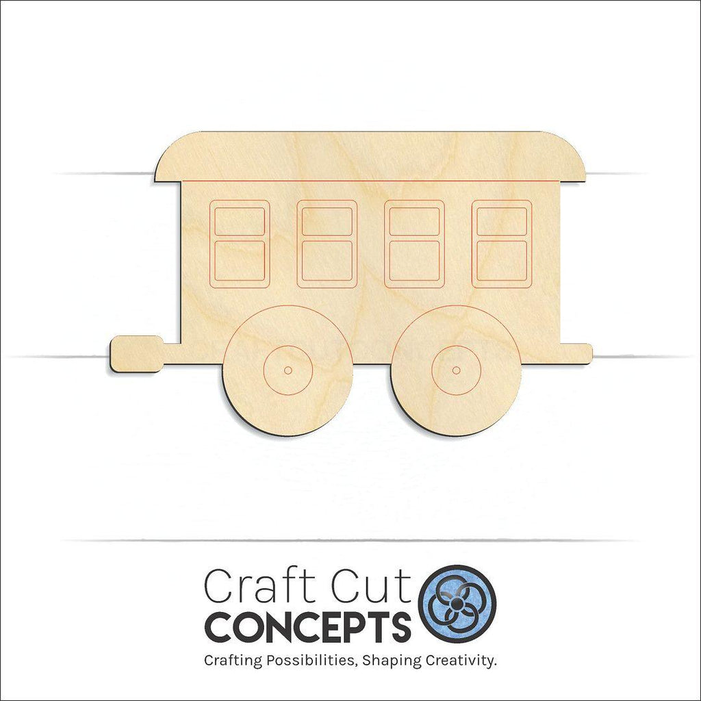 Craft Cut Concepts Logo under a wood Toy Train Car craft shape and blank