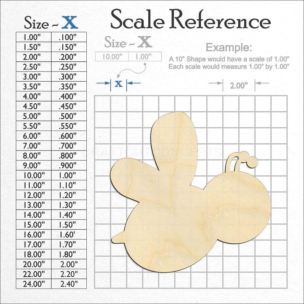 A scale and graph image showing a wood Bee craft blank