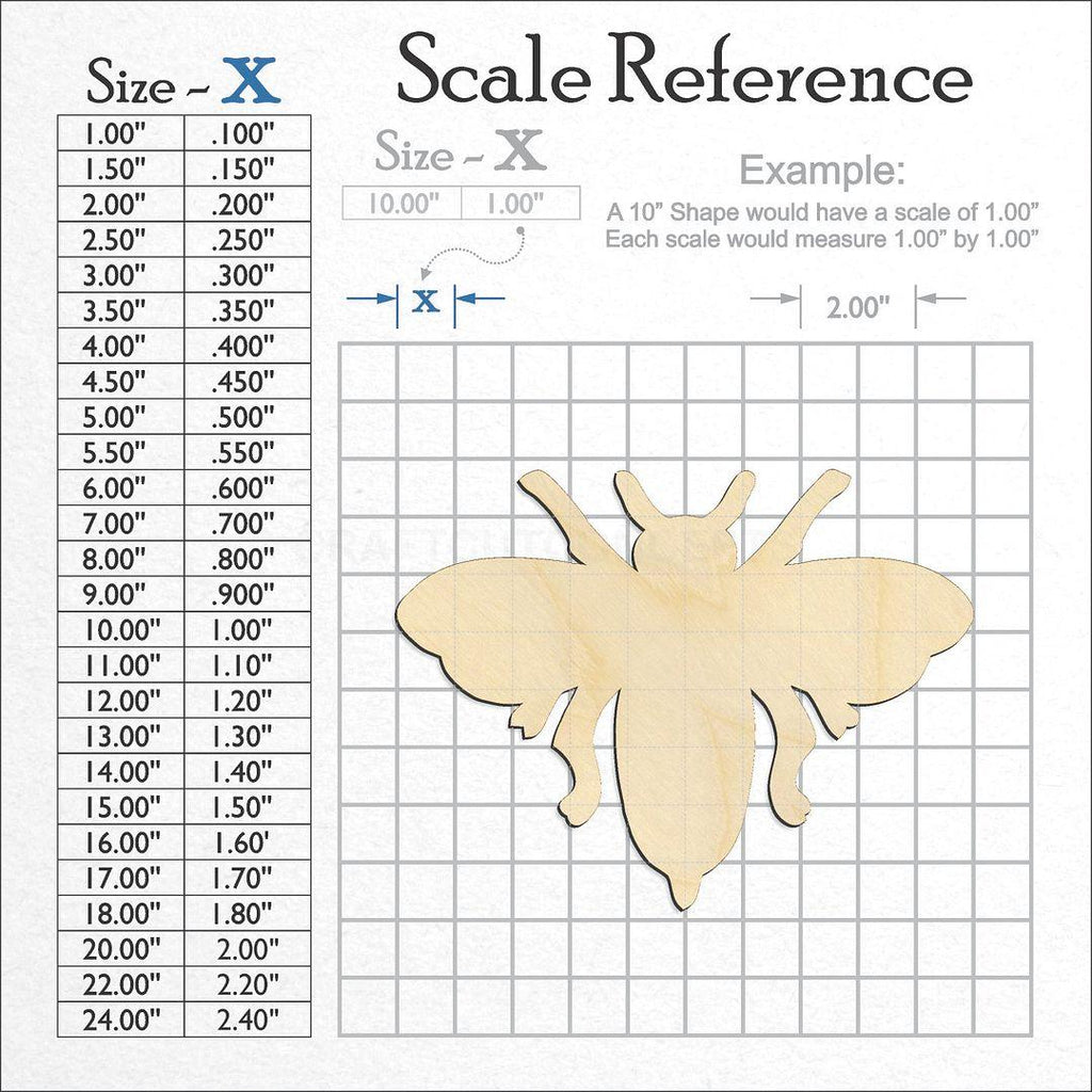 A scale and graph image showing a wood Bee craft blank