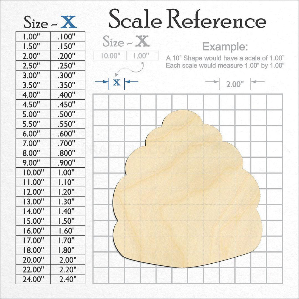 A scale and graph image showing a wood Bee Hive craft blank