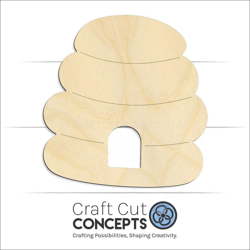 Craft Cut Concepts Logo under a wood Bee Hive craft shape and blank