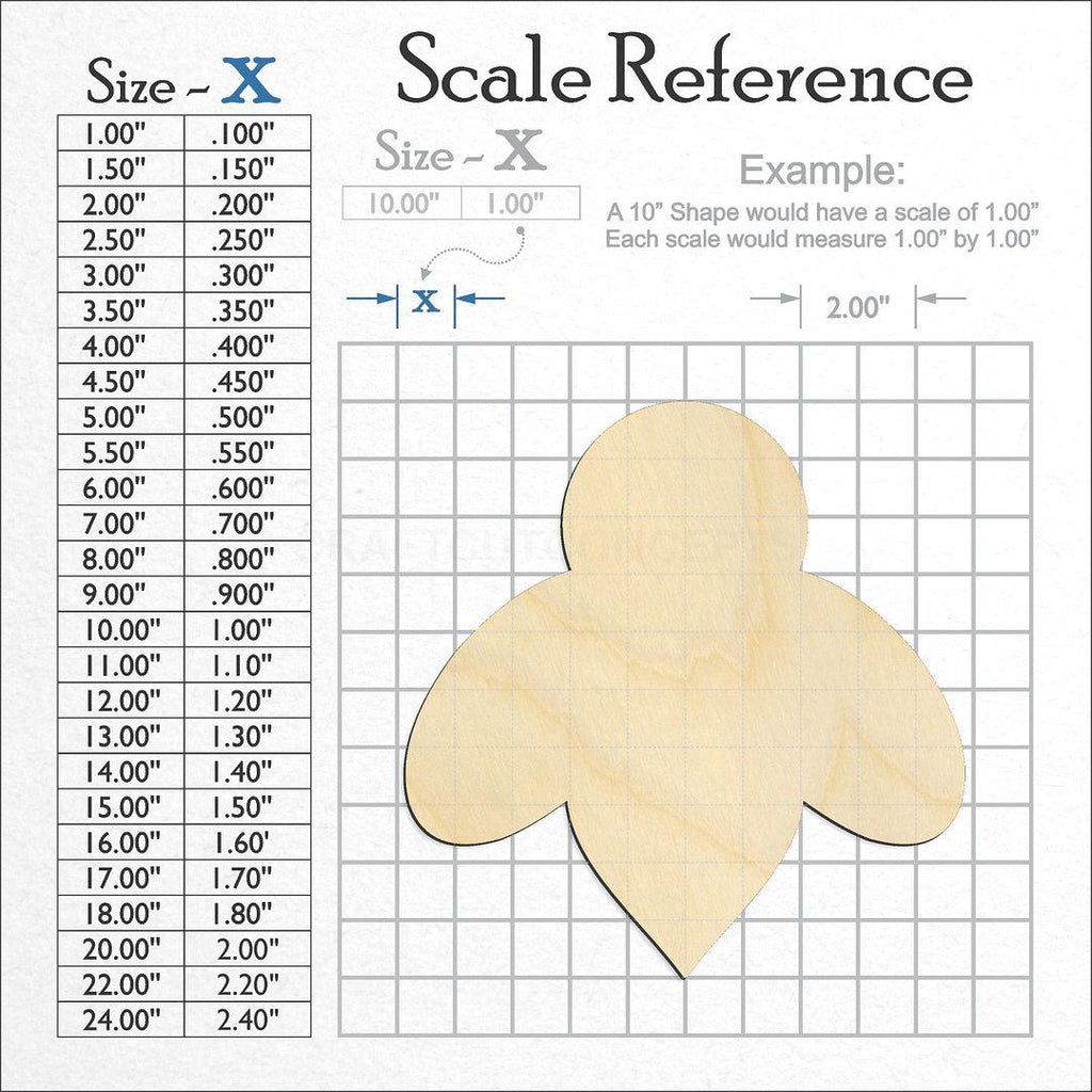 A scale and graph image showing a wood Bee craft blank