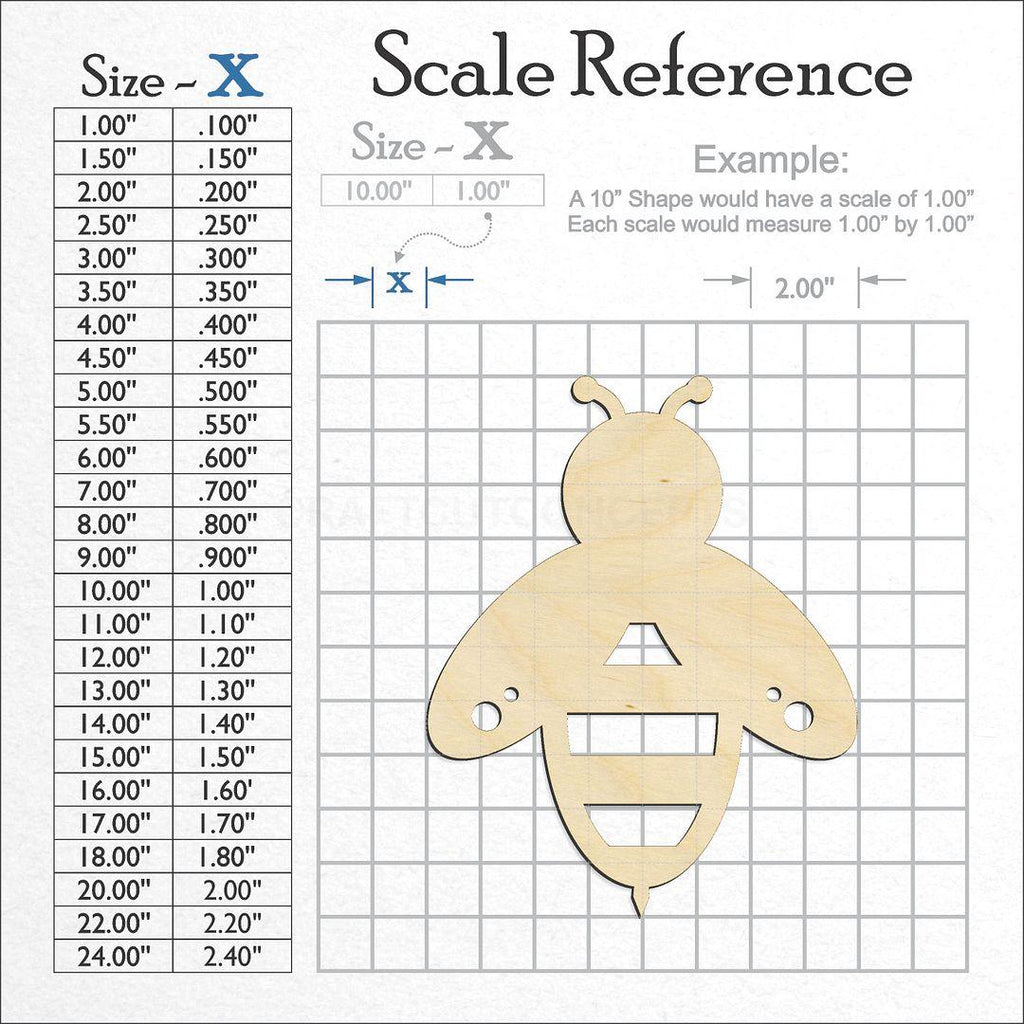 A scale and graph image showing a wood Bee craft blank