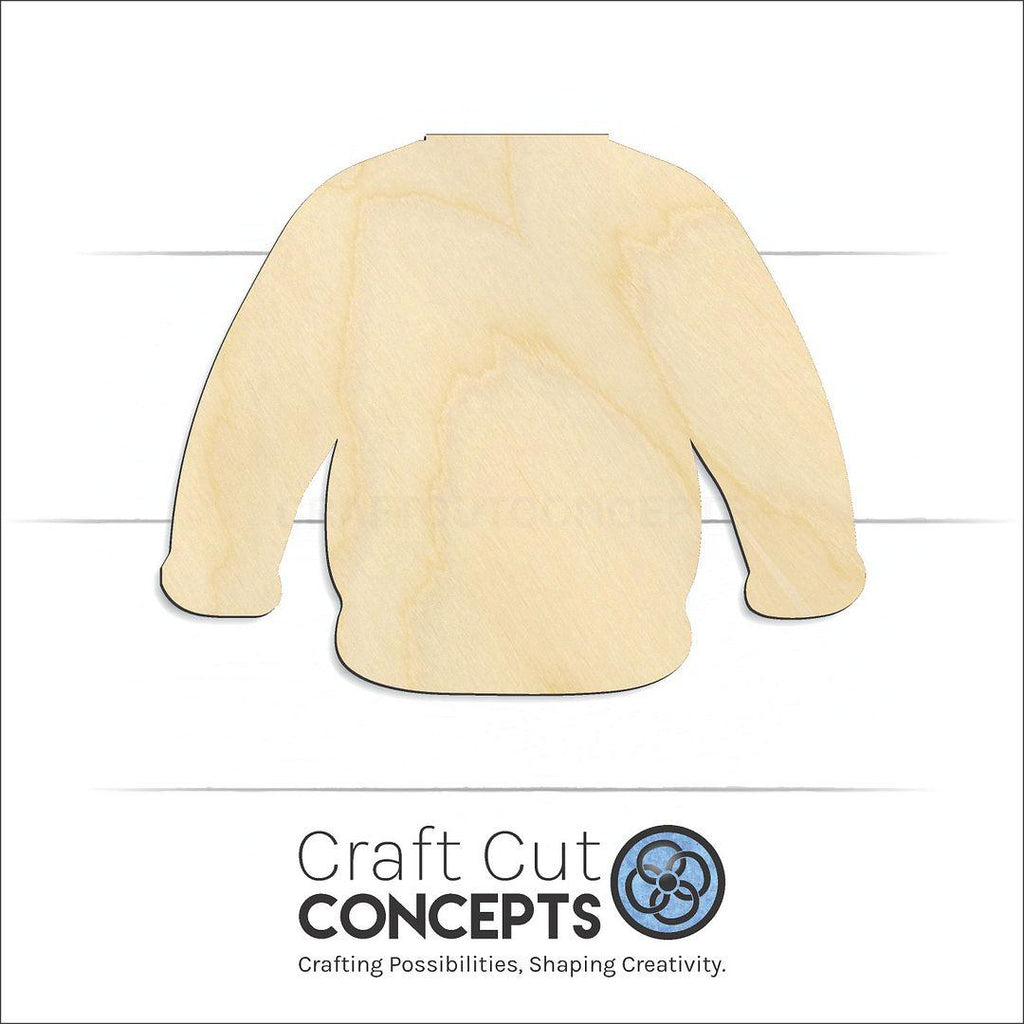 Craft Cut Concepts Logo under a wood Sweater craft shape and blank