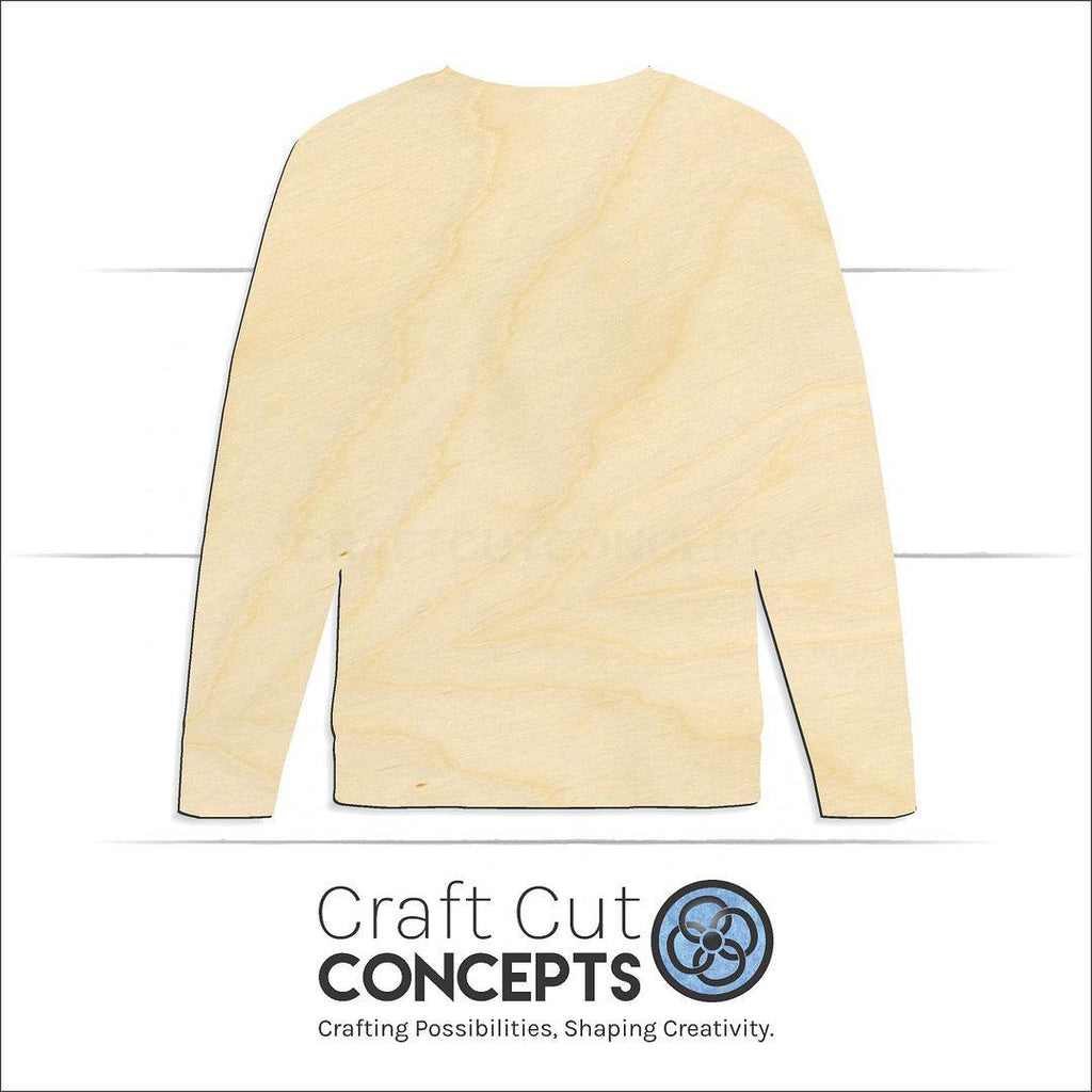 Craft Cut Concepts Logo under a wood Sweater craft shape and blank